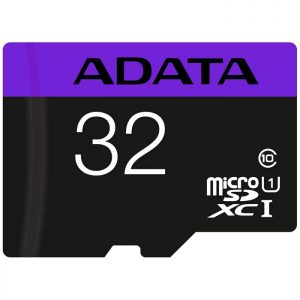 کارت حافظه‌ microSDHC ای دیتا مدل Premier کلاس 1 سرعت 80MBps ظرفیت 32 گیگابایت به همراه با آداپتور SD